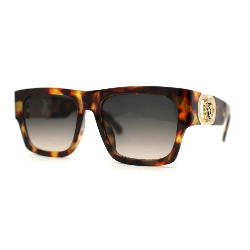 Designer Sunglasses Square Tortoise Men Shades Hip Hop Style Flat Top Shades New
